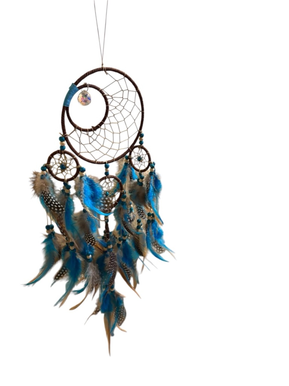 Bohemian Blue Feather Dreamcatcher Wall Hanging